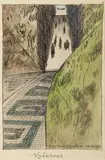 Kamil Lhoták, Vyšehrad, 1972, indian ink, watercolour, paper