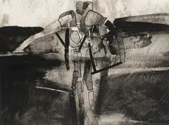Vladimír Janoušek, Figure, 1981, indian ink, chalk cardboard