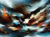 Birth of a Lightning II by Leonardo Nierman, Oil on Masonite, sold Feb 2014