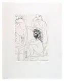 Pablo Picasso, Modèle accoudé sur un Tableau (from La Suite Vollard), Etching on Montval paper with Picasso watermark