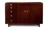 Edward Wormley, Janus large chest, 1956, Walnut, brass, glazed ceramic