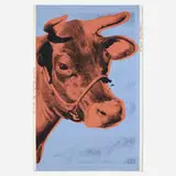 Cow (Blue) by Andy Warhol, 1971, screenprint in colors on wallpaper, sold Feb 2022