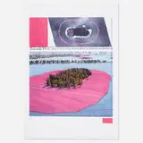 Christo, Surrounded Islands, Biscayne Bay, Greater Miami, 1995, offset lithograph in colors, fabric swatch