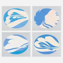 Ukiyo-E Portfolio by Jack Youngerman, 1976, set of 4 screenprints with lithograph in colors on Lenox Rag White, sold Feb 2022
