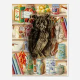 Owl in the Kitchen by Jim Dine, 1996, waterless lithograph in colors on Clarence House wallpaper, sold Feb 2022