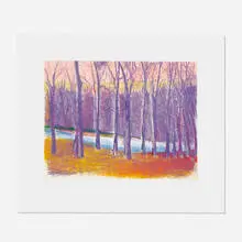 Wolf Kahn, Stream Through the Trees, 2014, etching, aquatint and drypoint in colors