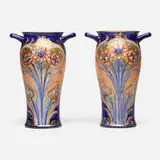 Alhambra Florian Ware vases, pair by William Moorcroft for James Macintyre & Co., sold Aug 2024