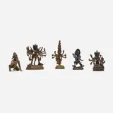 Southeast Asian, Collection of five figures, bronze