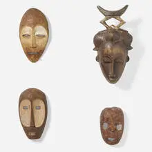 African, Collection of four masks, carved wood