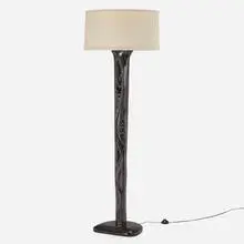 Yasha Heifetz, Floor lamp, c. 1965, cerused and ebonized oak, bronze, glass, linen
