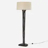 Yasha Heifetz, Floor lamp, c. 1965, cerused and ebonized oak, bronze, glass, linen