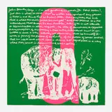 q elephant's q (from the circus alphabet series) by Corita Kent, 1968, screenprint in colors, sold Aug 2024