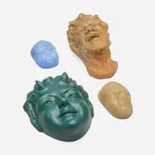 Georges Despret, Collection of three masks, c. 1910, pâte de verre