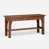 Arts and Crafts Style, Console table, oak, patinated brass