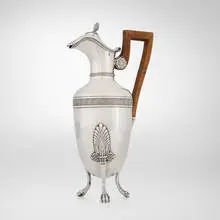 Jean-Pierre Bibron, Coffee pot, silver, wood
