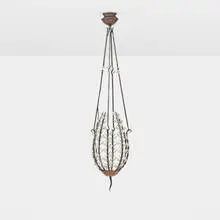 André Dubreuil, Lanterne Perles, 1988, wrought iron, crystal, hammered copper