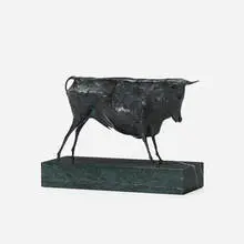 Standing Bull by Elie Nadelman, bronze, marble, sold Sep 2015