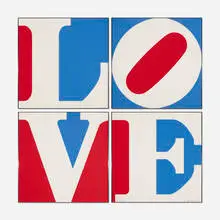 Four Panel Love (four sheets) by Robert Indiana, 1972, screenprint on paper, sold Sep 2015