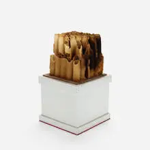 Programmed Hive no. 10 by Hilary Berseth, 2008, honeycomb on beeswax armature, lacquered wood, wire mesh, sold Sep 2015