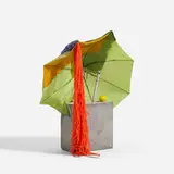Jessica Stockholder, Untitled, 1994, cement, aluminum, iron, nylon, wool, velvet, plastic