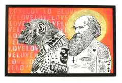 Rugman, Untitled, RUGMAN (b.1978) 'LOOKING AT TASS' Mixed media 89 x 125cm .