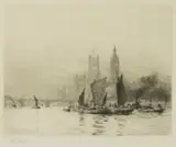 William, Untitled, WILLIAM LIONEL WYLLIE (1851-1931) WESTMINSTER Etching