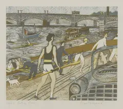 Rupert Shephard, Untitled, RUPERT SHEPHARD (1909-1992) PUTNEY REACH Linocut