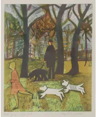 Untitled by Rupert Shephard, RUPERT SHEPHARD (1909-1992) HYDE PARK Linocut, sold Dec 2019