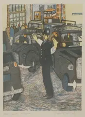 Untitled by Rupert Shephard, RUPERT SHEPHARD (1909-1992) POLICEMAN Linocut, sold Dec 2019