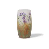 Violet Vase by Cristallerie Daum, acid etched and enameled glass, signed in cameo 'DAUM NANCY' with the Cross of Lorraine, sold Jul 2024
