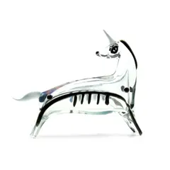 Ermanno Nason, Unicorn, colorless blown glass with applied black glass decoration