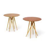 Lawrence Laske, Pair of Toothpick Cactus Tables, for Knoll, maple, birch, each with manufacturer's metal tag and label
