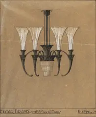 Design Drawing for a Chandelier by Edgar Brandt, sold Jul 2024