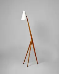 Uno and Osten Kristiansson, Floor Lamp, for Luxus Vittsjo, oak, acrylic shade