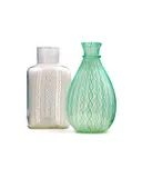 Two Zanfirico Vases by Paolo Venini, for Venini, blown and internally decorated glass, cylindrical example with three-line acid stamp 'Venini murano ITALIA', sold Aug 2024