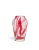 Harrtil Vase by Alois Metelak Harrachov, clear glass internally decorated with cranberry and white inclusions, sold Aug 2024