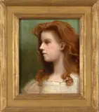 19th Century American School, Portrait of a Girl, oil on canvas
