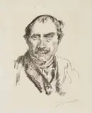 Lovis Corinth, Selbstbildnis (Müller 464), 1920, Lithograph on laid paper with JW Zanders watermark with two layers of japon support
