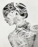 Herbert Matter, Untitled (Woman with Beads), 1948, Oversized gelatin silver print; the photographer's credit stamp on the reverse