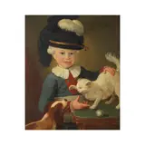 François Bonneville, Jeune garçon et ses animaux de compagnie, oil on canvas laid down on panel