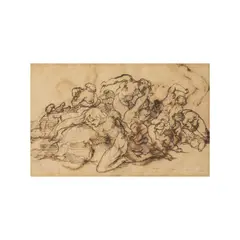 Théodore Géricault, Étude pour le Radeau de la Méduse (recto); Etude de figure pour un des personnages du Radeau de la Méduse (verso), black chalk, pen and brown ink on paper