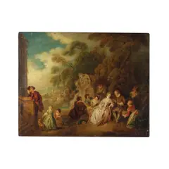 Jean-Baptiste Pater, Fête galante avec figures "Amour et badinage", oil on canvas
