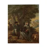 Jean-Baptiste Oudry, Le repos du chasseur au son de la vielle, oil on copper