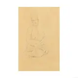 Nelly Marez-Darley, Jeune homme au costume traditionnel d'Orient, black chalk on beige paper