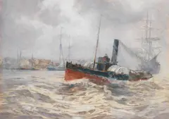 Frederick, Against the tide, watercolour heightened with white