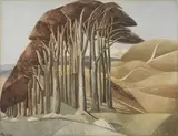 Paul Nash, Wood on the Downs, Offset lithograph in colours, on wove paper