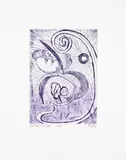 Shara Hughes, Night Opening, Etching and drypoint in purple, 2022, on BFK Rives wove paper