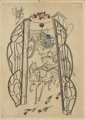 Anonymous, Fisherwoman; Wedding Carriage, Two etchings, the first printed in colours, 110 x 152mm; the second with hand-colouring, 125 x 90mm (plate)