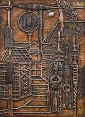 Bruce Onobrakpeya, Atete Gwre Ighoro-o (Village Gate), Plastocast (metal foil relief)