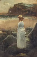 Ernest William Appleby, Waiting for the return, oil on canvas